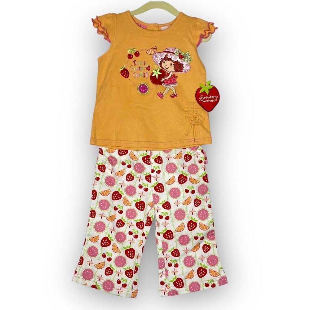 Vintage Y2K Strawberry Shortcake Tutti Girls Outfit Toddler Shirt Pants 3T NWT